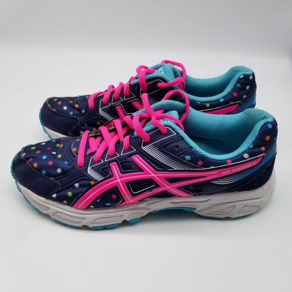 Asics Gel-Contend 3 Mens Blue Pink Polka Dot Active Shoes Size 5 - Picture 3 of 7